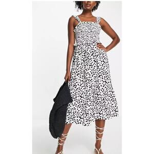 Influence Midi Beach Dress Black White Spot Womens 12 New Sleeveless
